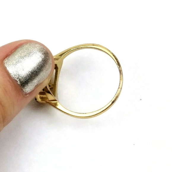 Round Green Accent Stone Fashion Statement Ring 8 - Picture 4 of 5